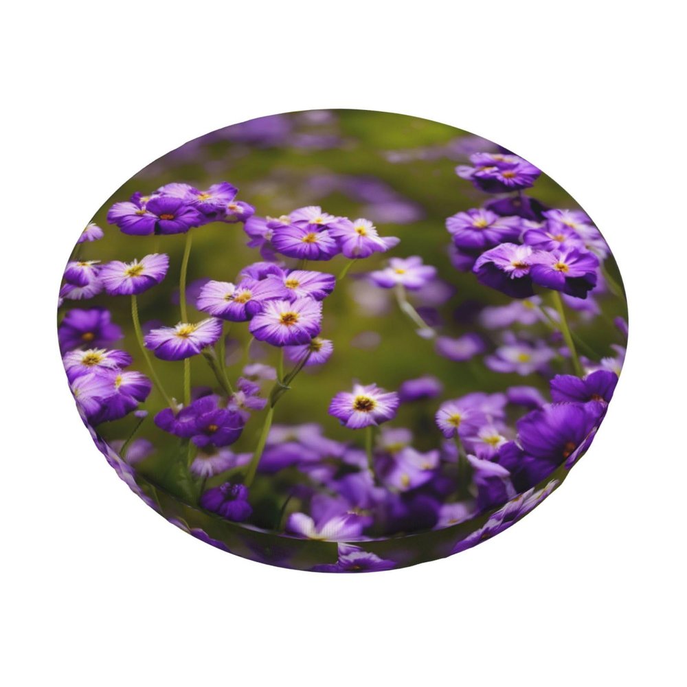 berbo Many Purple Flowers Round Stool Covers - Bar Chair Cushion Seat Covers, Elastic & Stretchable, Washable & Waterproof,Versatile Slipcovers