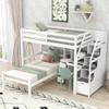 Acosure Twin Size Solid Wood Loft Bed with Storage Staircase and Desk, Bedroom Multifunctional Separable Bed Frame w/Shelves & Drawers,No Box Spring Needed,for Adult Kid Boy Girl,White view 1