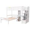 Acosure Twin Size Solid Wood Loft Bed with Storage Staircase and Desk, Bedroom Multifunctional Separable Bed Frame w/Shelves & Drawers,No Box Spring Needed,for Adult Kid Boy Girl,White view 4