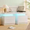 Cubehom Nightstands Set of 2, Bedside Tables with LED Lights, Night Stands with 2 Wood Drawers, End Tables Set of 2 for Living Room/Bedroom view 1