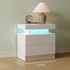 Cubehom Nightstands Set of 2, Bedside Tables with LED Lights, Night Stands with 2 Wood Drawers, End Tables Set of 2 for Living Room/Bedroom view 2