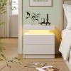Cubehom Nightstands Set of 2, Bedside Tables with LED Lights, Night Stands with 2 Wood Drawers, End Tables Set of 2 for Living Room/Bedroom view 4