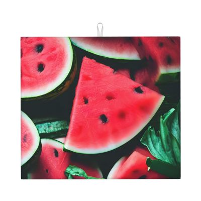 YQxwJL Red Watermelon print Dish Mat 18 x16in,Dish Drying Mat for Kitchen Counter,Super absorbent,for Kitchen Counter