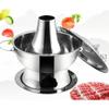 Stainless Steel Hotpot Chinese Charcoal Hotpot Split Household Traditional Charcoal Hotpot Lamb Outdoor Picnic Pot(Silver,30cm) view 3