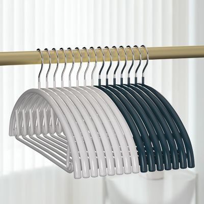 Coat Hangers Heavy Duty 20 Pack, Thick Non-Slip Dipped Plastic Stainless Steel Clothes Hanger with Polished Chrome Clothes Hangers for Jacket, Shirt, Dress (Color : Milky White+Navy Blue)