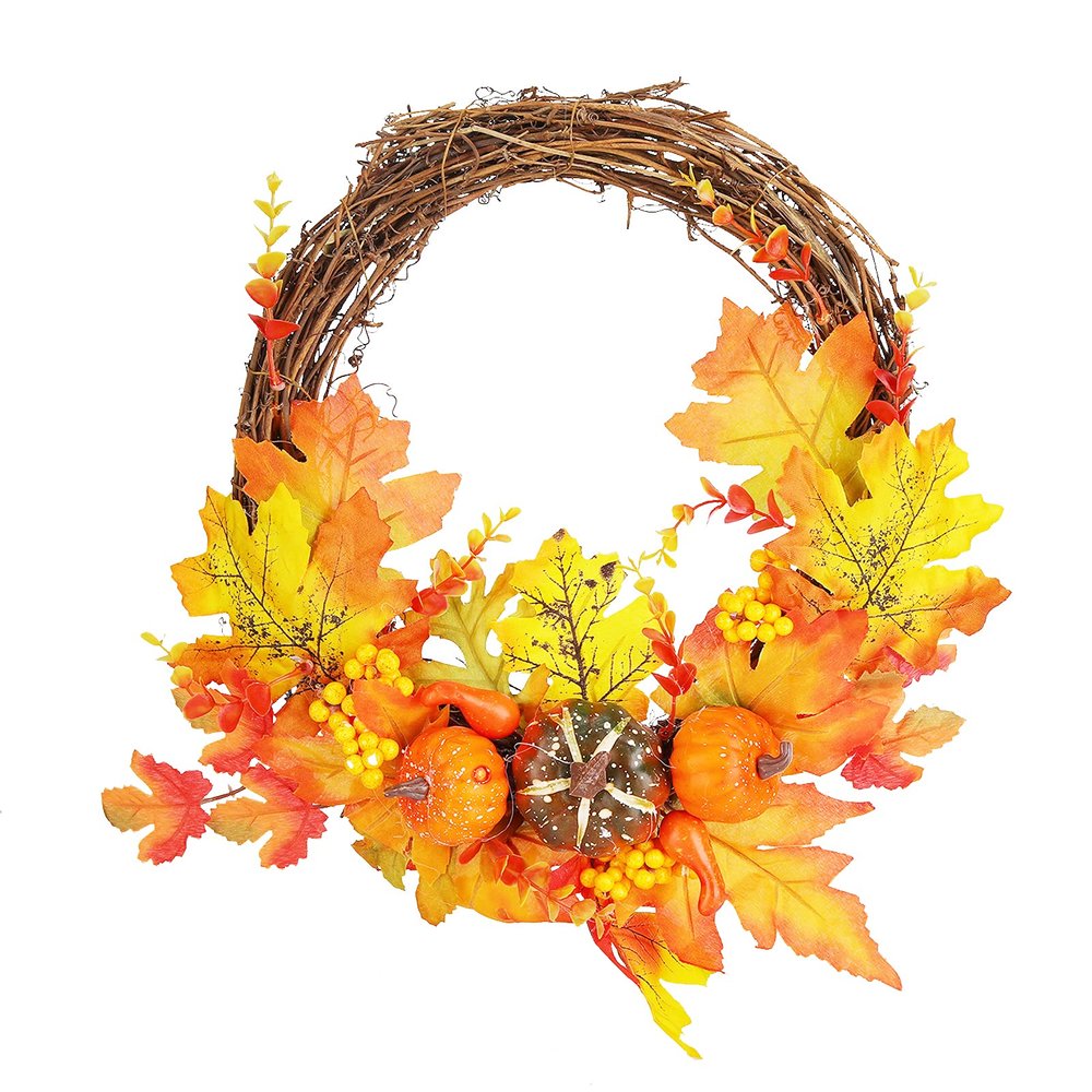 Gsycle Wreath, Christmas Wreaths Wreaths for Front Door Artificial Berry Wreath Orange Berry Autumn Vine Wreath for Home Wall
