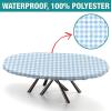 AngelSept Elastic Edge Polyester Fitted Table Cover, Blue Gingham Polyester Table Cover, for Outdoor Picnic Camping and Indoor Kitchen Dining Party, Fits for 48" x 68" Oval Table view 2