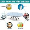 AngelSept Elastic Edge Polyester Fitted Table Cover, Blue Gingham Polyester Table Cover, for Outdoor Picnic Camping and Indoor Kitchen Dining Party, Fits for 48" x 68" Oval Table view 3