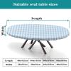 AngelSept Elastic Edge Polyester Fitted Table Cover, Blue Gingham Polyester Table Cover, for Outdoor Picnic Camping and Indoor Kitchen Dining Party, Fits for 48" x 68" Oval Table view 4