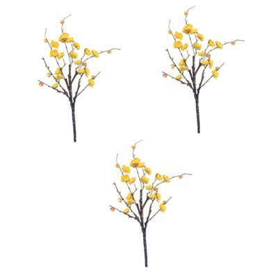 Amosfun 3pcs Artificial Plum Blossom Branches Lifelike Flowers for Home Wedding Office Faux Blossom Arrangement for Bouquets and Floral Arrangements