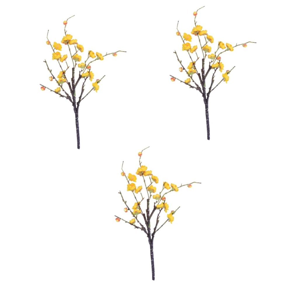 Amosfun 3pcs Artificial Plum Blossom Branches Lifelike Flowers for Home Wedding Office Faux Blossom Arrangement for Bouquets and Floral Arrangements