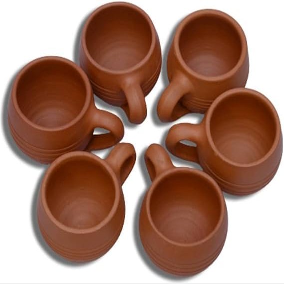 Terracotta(Real Mitti) Unglazed Clay Mud Tea Cup - Set of 6, 130 ml