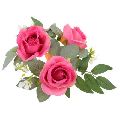 ORFOFE Candlestick Garland Flower Candle Wreaths Fall Rings Easter Wreath Rings Summer Wreaths Mini Artificial Flower Holders Cloth Pillar Desktop
