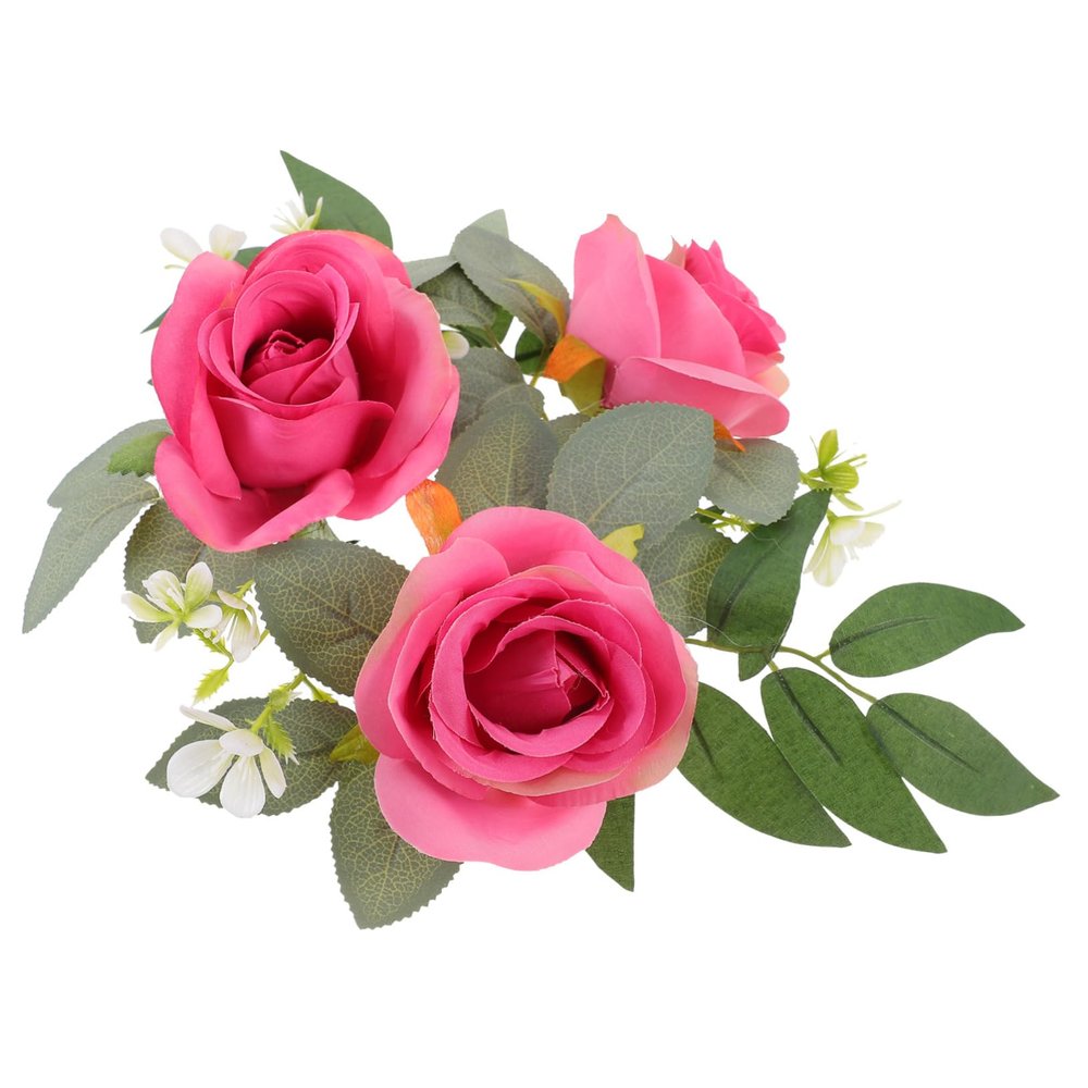 ORFOFE Candlestick Garland Flower Candle Wreaths Fall Rings Easter Wreath Rings Summer Wreaths Mini Artificial Flower Holders Cloth Pillar Desktop