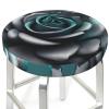 berbo Teal Gray Rose Flower Round Stool Covers - Bar Chair Cushion Seat Covers, Elastic & Stretchable, Washable & Waterproof,Versatile Slipcovers, 14 inch, Black view 2