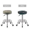 berbo Teal Gray Rose Flower Round Stool Covers - Bar Chair Cushion Seat Covers, Elastic & Stretchable, Washable & Waterproof,Versatile Slipcovers, 14 inch, Black view 4