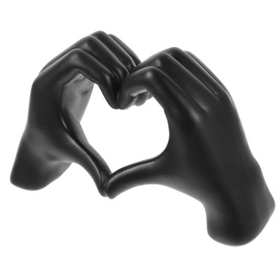 ORFOFE Love Hand Gesture Resin Sculpture for Home Decor Elegant Black Heart Hands Tabletop Art for Living Wedding and Unique Gift Ideas