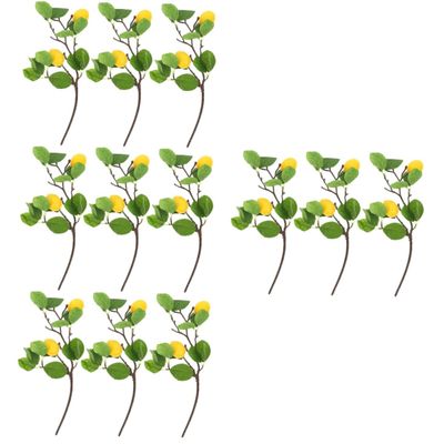 Amosfun 12pcs Faux Lemon Decorations DIY Vase Ornament Artificial Lemon Branch for Home Layout