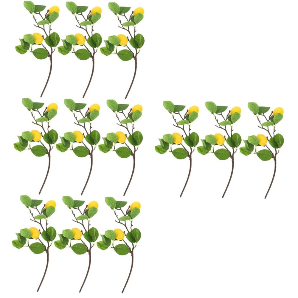 Amosfun 12pcs Faux Lemon Decorations DIY Vase Ornament Artificial Lemon Branch for Home Layout