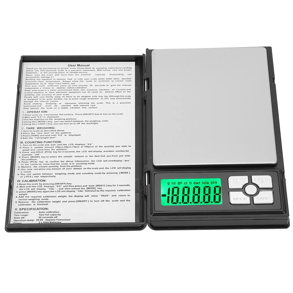 XHTLLO Digital Pocket Scale, Portable BDS 1108?1 Digital Gram Scale with LED Backlight Display, Electronic Balance for Jewelry, Gold, Food, Powder[200g/0.01g]