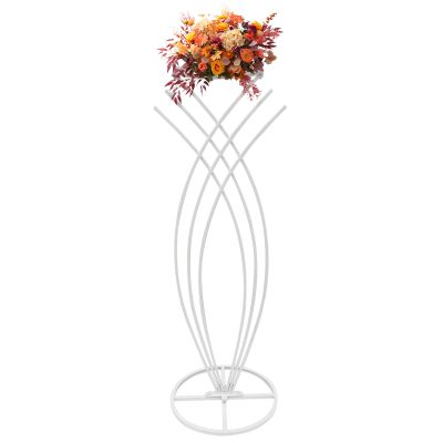 CheriMuMu Wedding Flower Stand, 40.16inch Tall White Geometric Wedding Centerpieces Vase for Tables, Fish-Shaped Metal Flower Arrangements Stand for Wedding Reception Party Hotel Home Decor