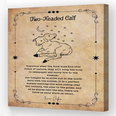 Jelyfisg Two Headed Calf Poem Wall Art Poetry Poster Quote Wall Art Painting Canvas Decoration for Home Modern Picture Prints for Living Room (24.00''x36.00'',Framed)