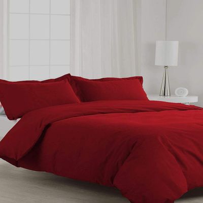 AHJ Beddings 1000 Thread Count 7 Piece Duvet Cover Set (4 pc Sheet Set 20 inch Deep Pocket + 3 pc Duvet Cover Set) 100% Egyptian Cotton - (Twin-XL Size, Burgundy Solid)
