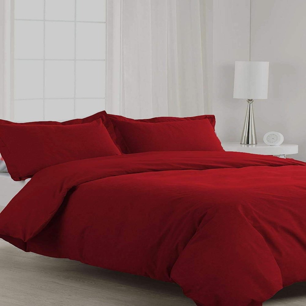 AHJ Beddings 1000 Thread Count 7 Piece Duvet Cover Set (4 pc Sheet Set 20 inch Deep Pocket + 3 pc Duvet Cover Set) 100% Egyptian Cotton - (Twin-XL Size, Burgundy Solid)