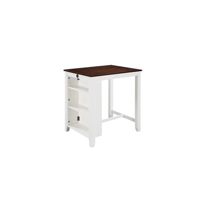 Lilola Home Graham 36-inch White Finish Small Space Counter Height Dining Table with USB Charging Ports and Storage Shelves  Modern Compact Dining Table for Apartments & Breakfast Nooks