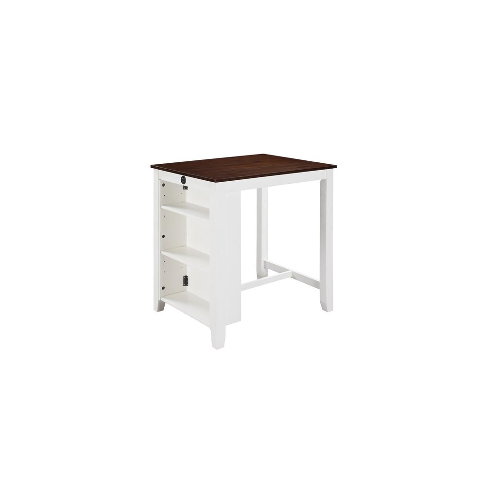 Lilola Home Graham 36-inch White Finish Small Space Counter Height Dining Table with USB Charging Ports and Storage Shelves Modern Compact Dining Table for Apartments & Breakfast Nooks