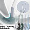 POLICK Golf Silicone Toilet Brushes Set and Drying Holder Long Handled Toilet Cleaning Brush Modern Hygienic Bathroom Accessories (Size : Black) view 3