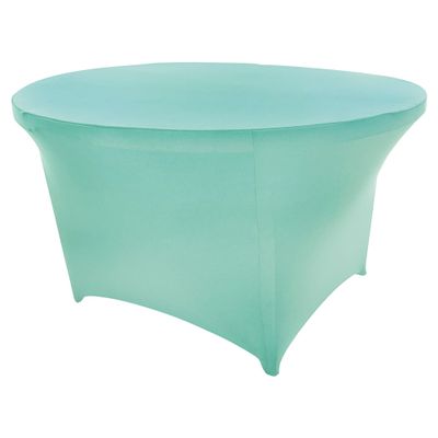 Goldstream Point Turquoise 48 Inch (4 Foot) Round Spandex Cocktail Tablecloth Folding Cover Stretch