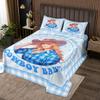 Western Cowboy Kids Bedspread Queen Size,Cowboy Hat Rustic Farmhouse Coverlet Set,Boys Men Room Decor,Geometric Grids Patchwork Stylish Quilted Coverlet,Blue Cartoon Bedding Quilt,2 Pillowcases view 1