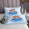 Western Cowboy Kids Bedspread Queen Size,Cowboy Hat Rustic Farmhouse Coverlet Set,Boys Men Room Decor,Geometric Grids Patchwork Stylish Quilted Coverlet,Blue Cartoon Bedding Quilt,2 Pillowcases view 3