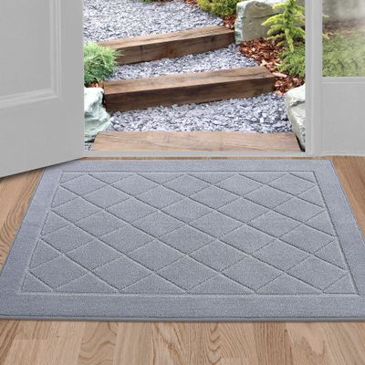 BEQHAUSE Dirt Trapper Door Mat 24" x 36", Doormat Non-Slip, Grey