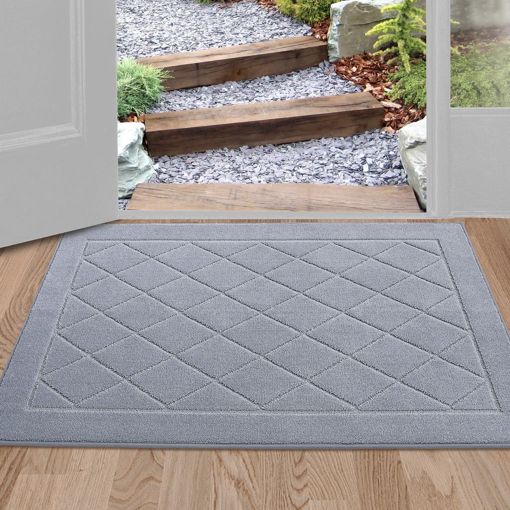 BEQHAUSE Dirt Trapper Door Mat 24" x 36", Doormat Non-Slip, Grey