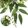BEIJIALY Wedding Arch Flowers, Artificial Flower Swag with Roses and Green Leaves, Decorative Floral Swags Lintel Floral Decoration for Wedding Ceremony Table Centerpiece(White) view 3