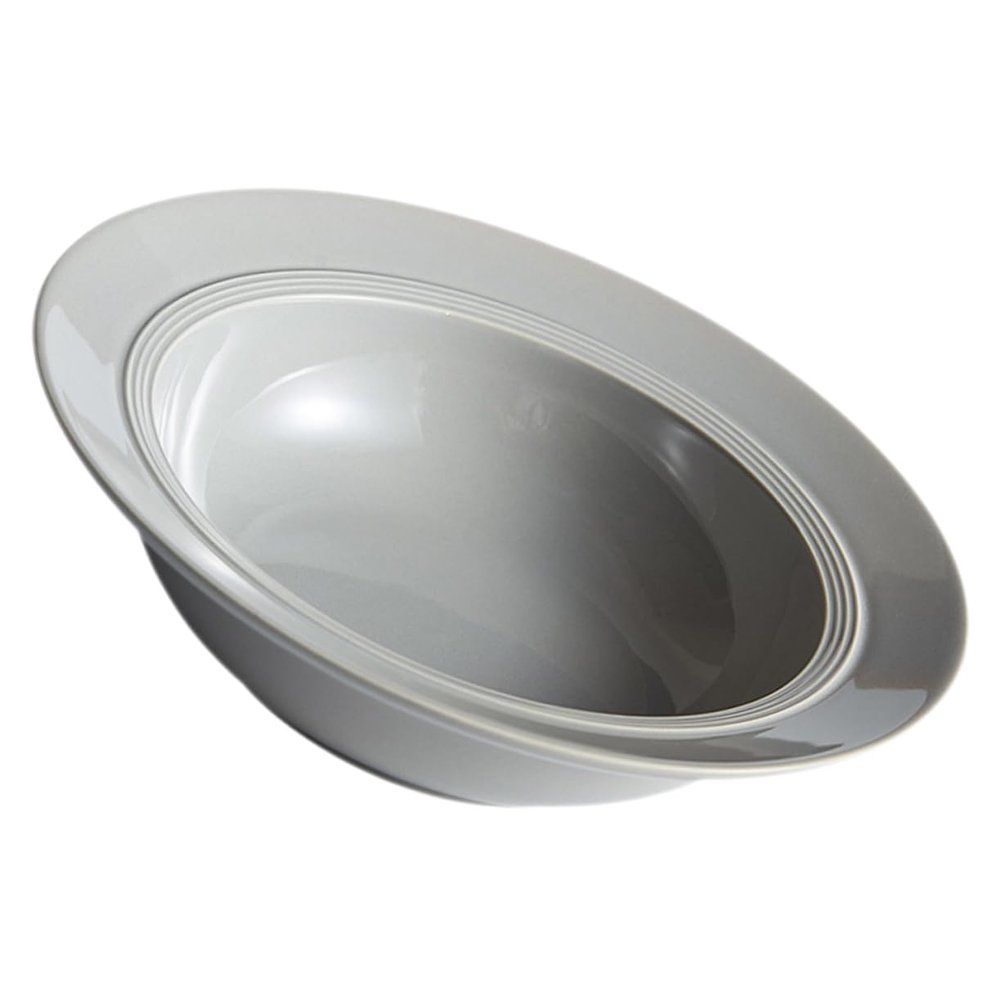 LIFKOME 1pc Creative Pasta Plate Ceramic Salad Serving Dish Deep Soup Bowl for Home Restaurant Stylish Tableware Light Gray Elegant Design Easy to Clean