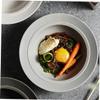 LIFKOME 1pc Creative Pasta Plate Ceramic Salad Serving Dish Deep Soup Bowl for Home Restaurant Stylish Tableware Light Gray Elegant Design Easy to Clean view 2