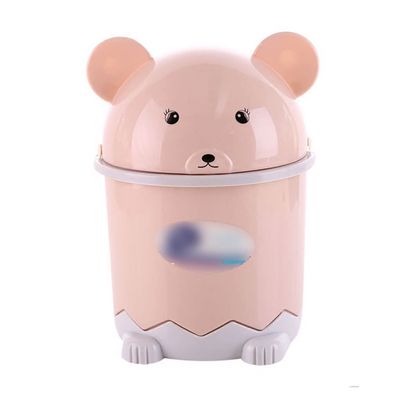 GERRIT Simple Mini Trash can Cute Round Garbage can Plastic with flip lid Wastebasket Small Trash Recycling bin Bedroom Kitchen Office Practical, pink