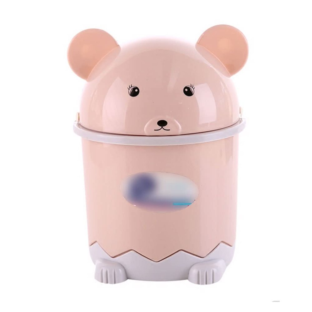 GERRIT Simple Mini Trash can Cute Round Garbage can Plastic with flip lid Wastebasket Small Trash Recycling bin Bedroom Kitchen Office Practical, pink
