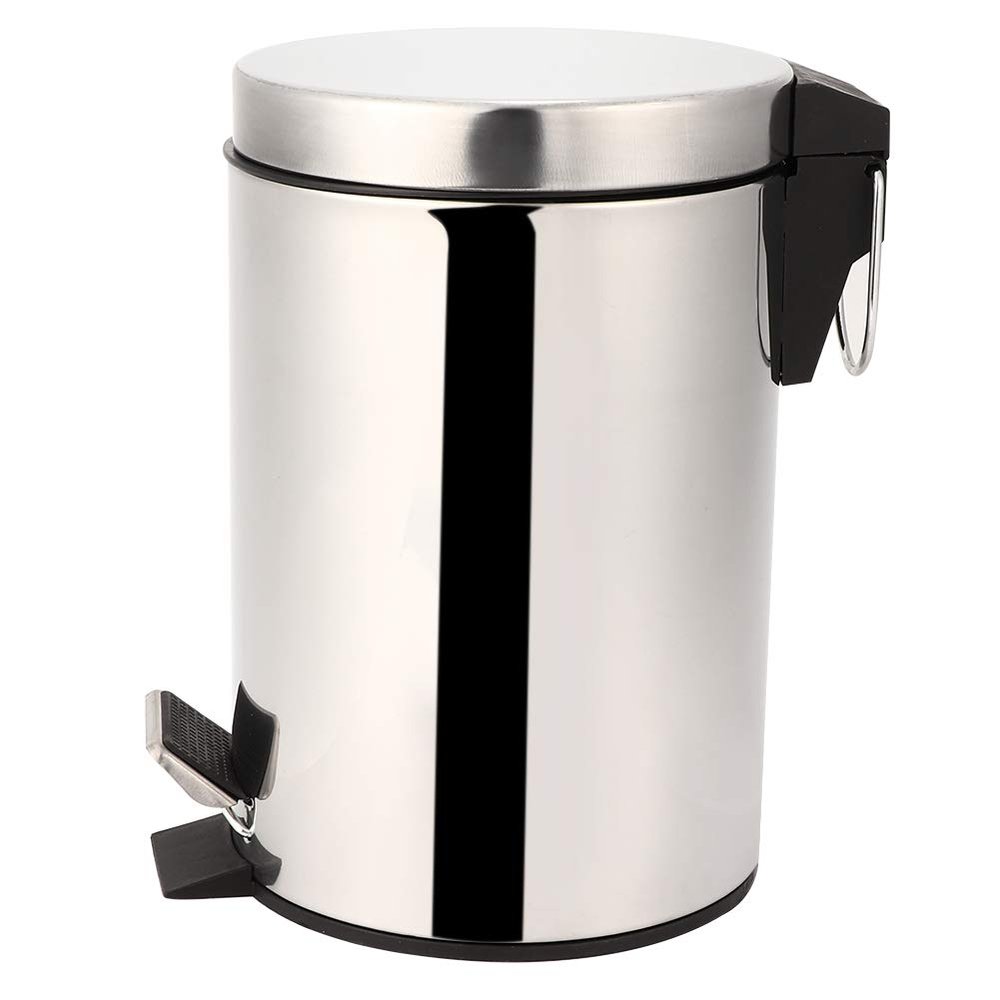 BestAlice 3L Trash Can Garbage Bin Container Household Stainless Steel Step Pedal Trash Can Dustbin Rubbish Garbage Bin Container Suit for Toilet, Bathroom, Kitchen, Living Room
