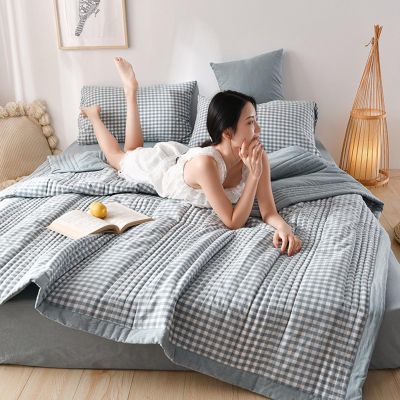 New Simple Modern Air Condition Quilt - Thin Blanket Quilted Summer Quilt Cotton Breathable Comforter Print Floral Quilts Bedspread(D,180 * 200cm)