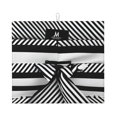 Black White Stripe Kitchen Absorbent Mat-Dish Drying Mat,Utensil Drying Mat-Kitchen Essential For Countertops