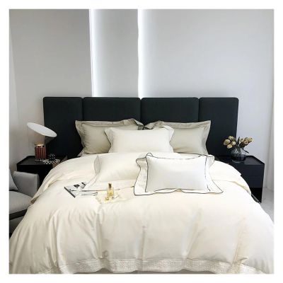 ADovz Luxury Embroidery Soft Bedding Set 100S Egyptian Cotton Duvet Cover Set Bed Sheet Pillowcase Bed Set King Queen Size Style,Bed Sheets