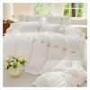 ADovz Winter Warm Comfortable Velvet Fleece Pleat Lace Ruffles Princess Bedding Set Duvet Cover Set Flat/Fitted Bed Sheet Pillowcase,Bed Sheets view 2