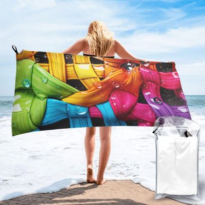 NONHAI Beach Towel Colorful Water Microfiber Bath Towels Quick Dry Towel for Swimmers Sand Proof Beach Towels Absorbent Bathroom Towel for Hotel Gym Spa Yoga Bath Towel 27.5"x55"
