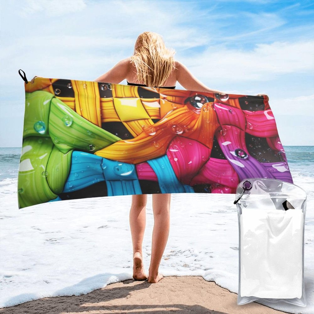 NONHAI Beach Towel Colorful Water Microfiber Bath Towels Quick Dry Towel for Swimmers Sand Proof Beach Towels Absorbent Bathroom Towel for Hotel Gym Spa Yoga Bath Towel 27.5"x55"