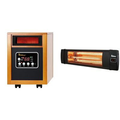 Dr Infrared Heater Portable Space Heater, 1500-Watt, Cherry & DR-238 Carbon Infrared Outdoor Heater for Restaurant, Patio, Backyard, Garage, and Decks, Standard, Black