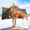 NONHAI Beach Towel Music Roses Romantic Microfiber Bath Towels Quick Dry Towel for Swimmers Sand Proof Beach Towels Absorbent Bathroom Towel for Hotel Gym Spa Yoga Bath Towel 27.5"x55" view 1